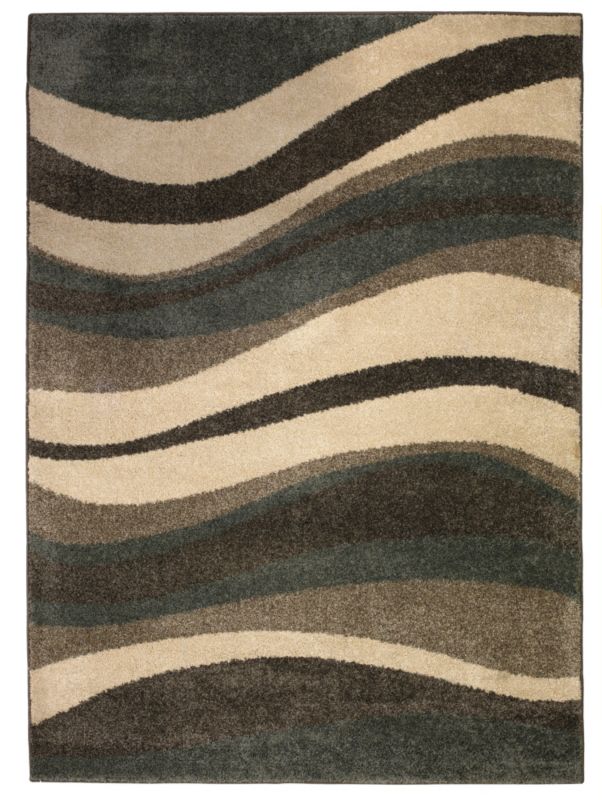 Colours by B&Q Modern Waves Rug Natural/Teal (W)80 x (L)150cm