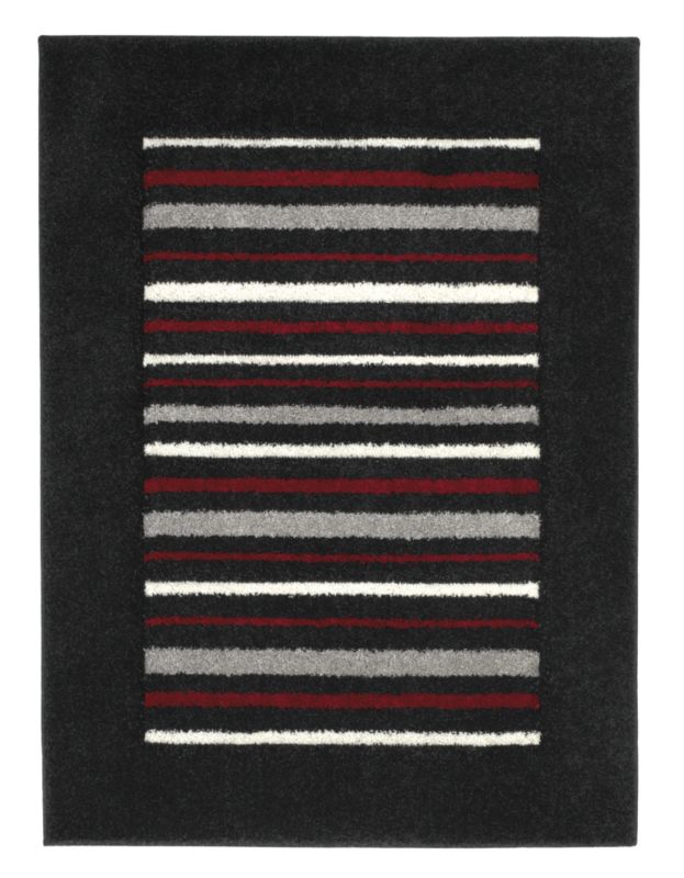 Colours by B&Q Retro Stripes Rug Black (W)80 x (L)150cm