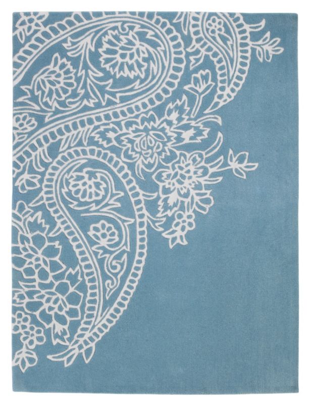 Colours by B&Q Paisley Rug Soft Blue (W)120 x (L)160cm