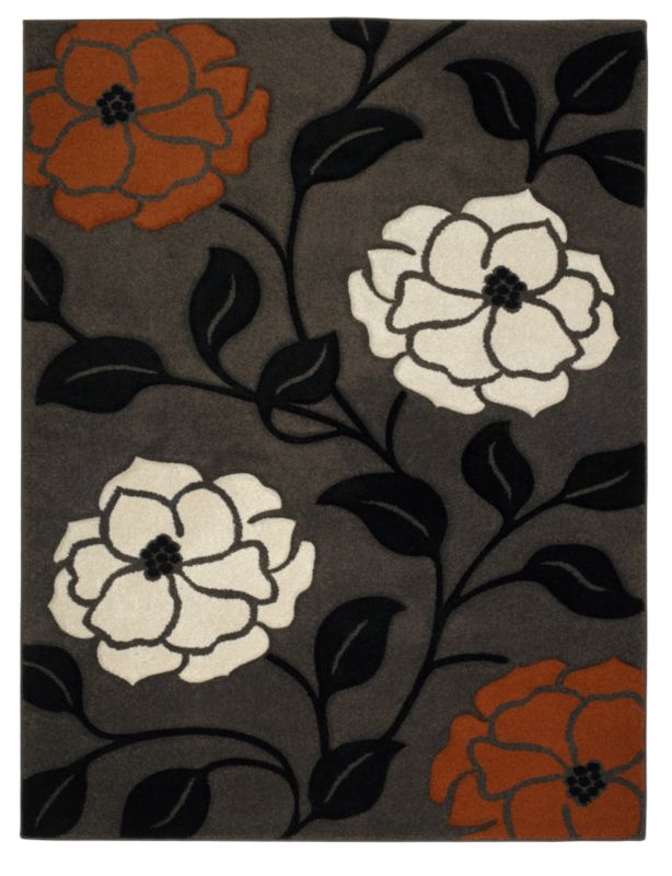 Colours by B&Q Floral Trail Rug Brown/Terracotta (W)120 x (L)170cm