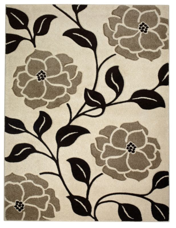 Colours by B&Q Floral Trail Rug Brown/Cream (W)80 x (L)150cm