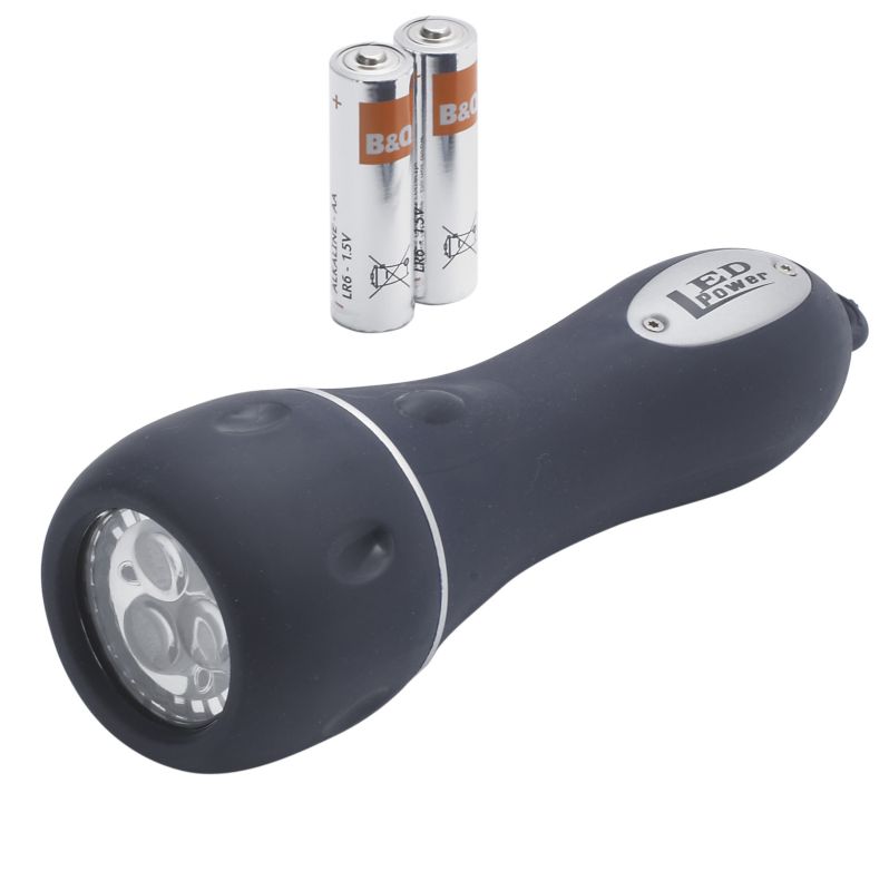 BandQ LED Rubber Torch 2AA Blue