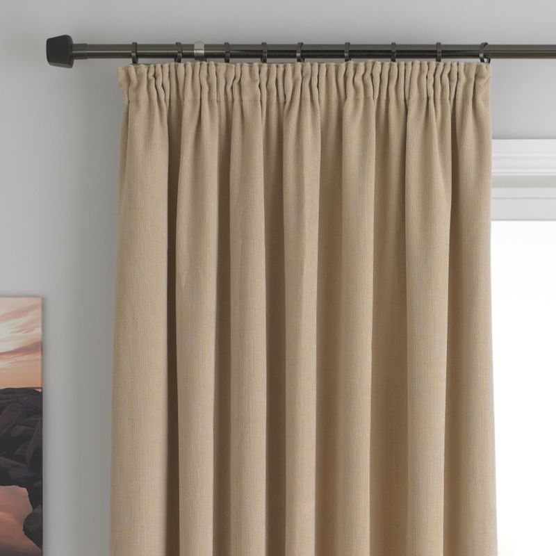 Colours by B&Q Madison Pleated Chenille Curtains Natural (W)168 x (L)137cm