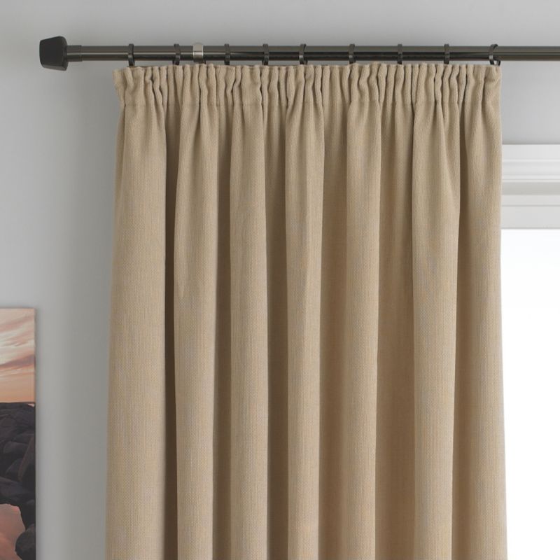 Colours by B&Q Madison Pleated Chenille Curtains Natural (W)168 x (L)229cm