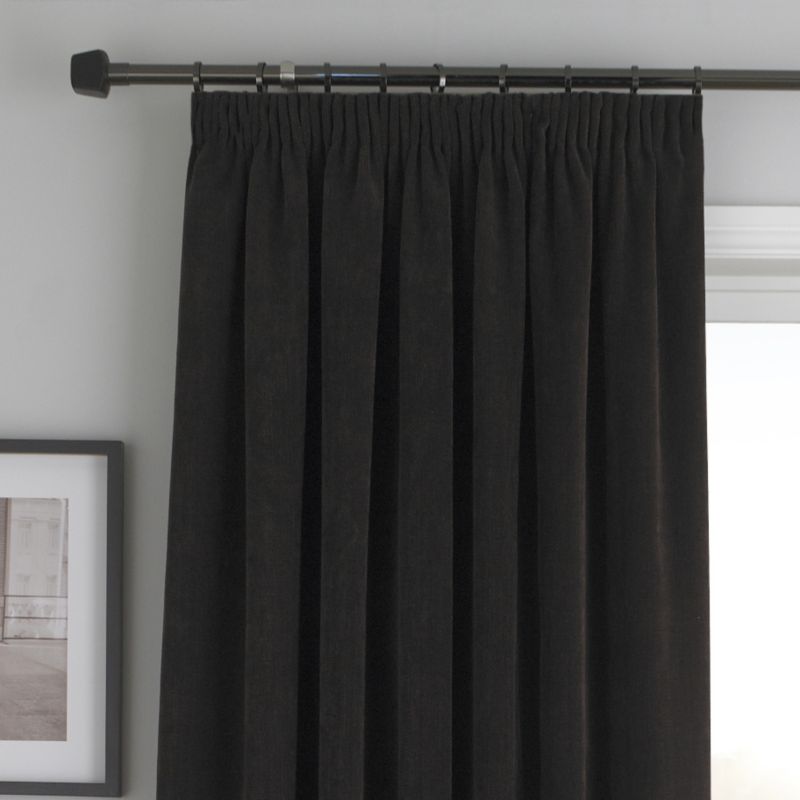 Colours by BampQ Madison Pleated Chenille Curtains Chocolate W168 x L137cm