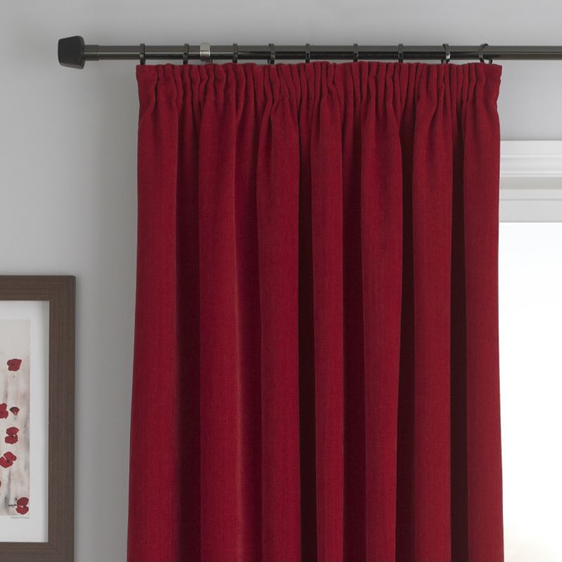 Colours by BampQ Madison Pleated Chenille Curtains Red W168 x L137cm