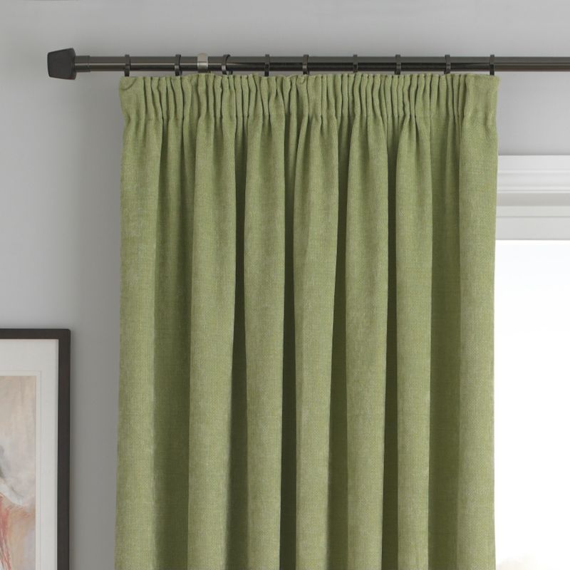 Colours by B&Q Madison Pleated Chenille Curtains Green (W)168 x (L)137cm