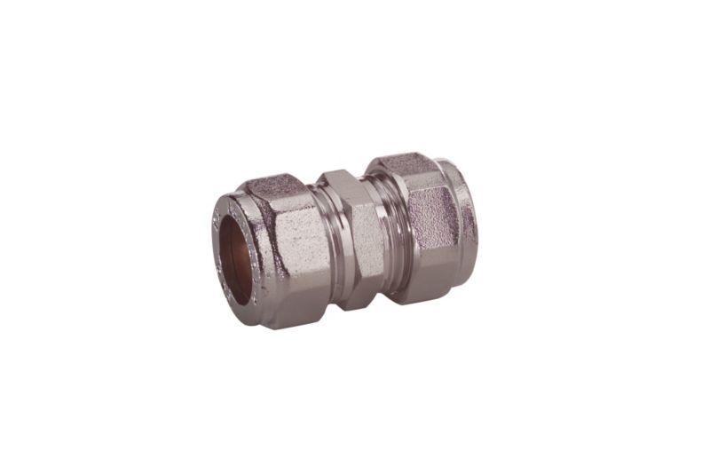 PlumbSure Compression Straight Coupler 15mm Chrome