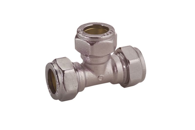 PlumbSure Compression Equal Tee 22mm Chrome
