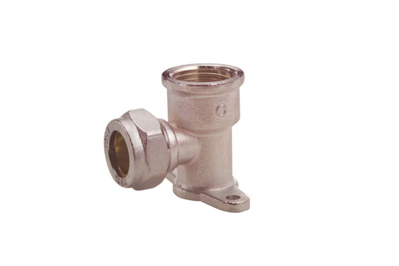 PlumbSure Compression Wall Plate Elbow 15 x 127mm Female Chr