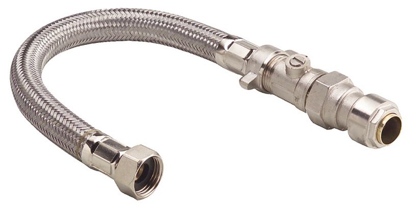 PlumbSure Tap Connector W Valve 22 x 19 x 300mm