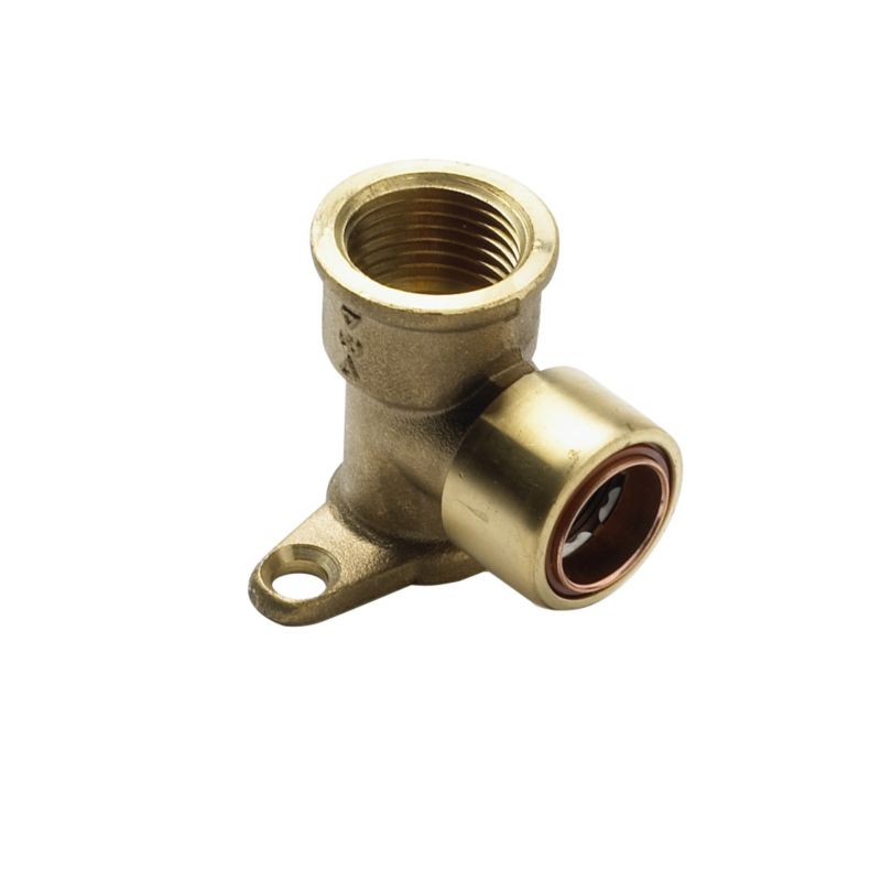 PlumbSure Copper Push Fit Metal Wall Plate Elbow 15 x 127mm