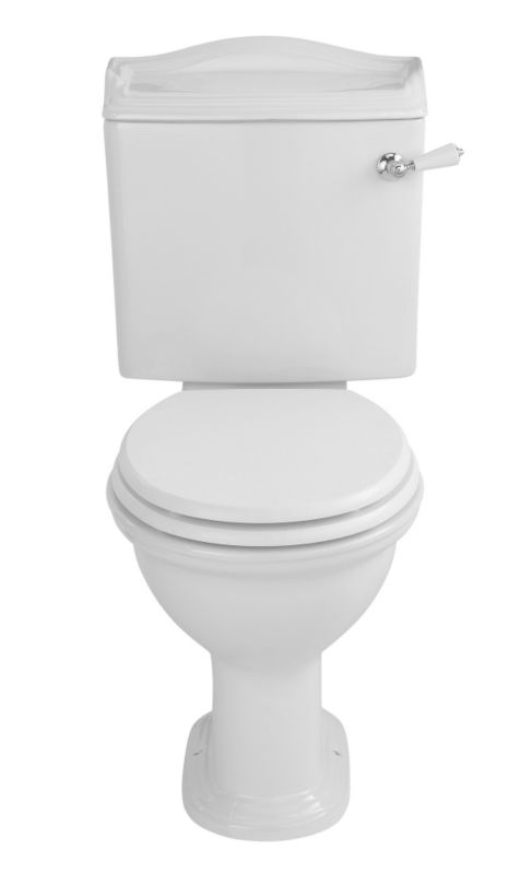 Cooke amp Lewis Montague Close Coupled Toilet and White Wooden Toilet Seat