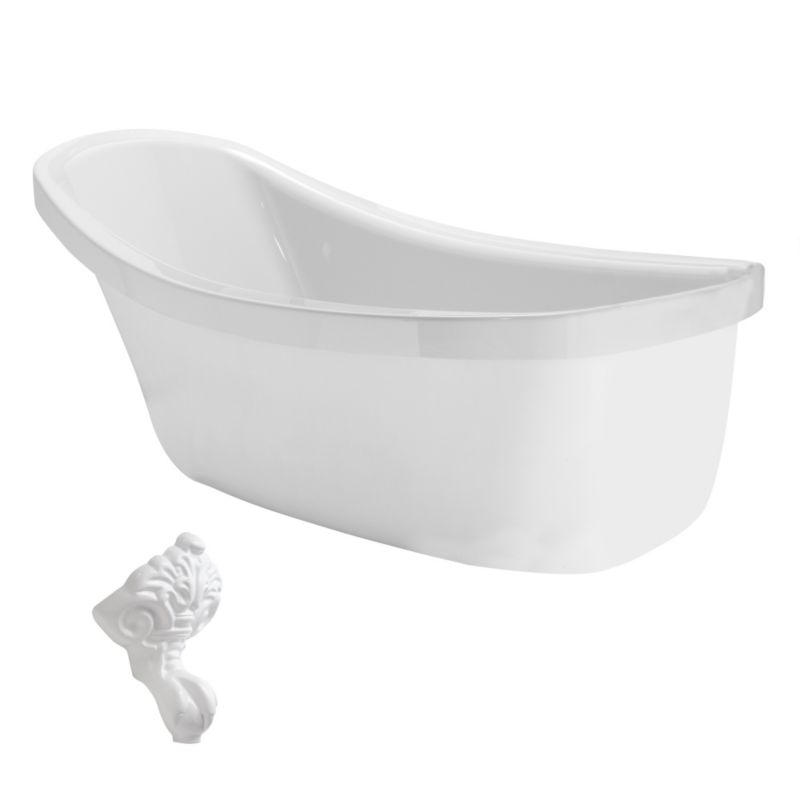 Cooke & Lewis Duchess Paintable Slipper Claw Bath with White Feet (L)1750mm