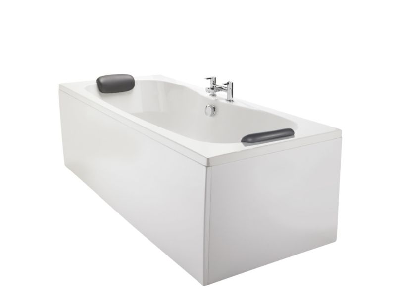 Cooke and Lewis Luxury Twin Ended Bath with Metallic Headrests L1800mm