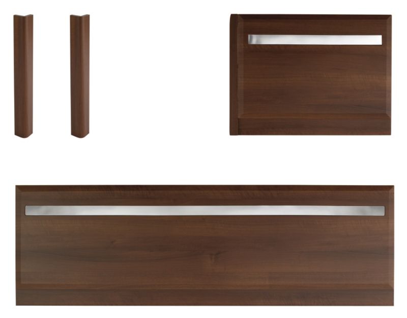 Cooke and Lewis Chrome Inset Bath and 1 x End Panel Kit Walnut W700mm