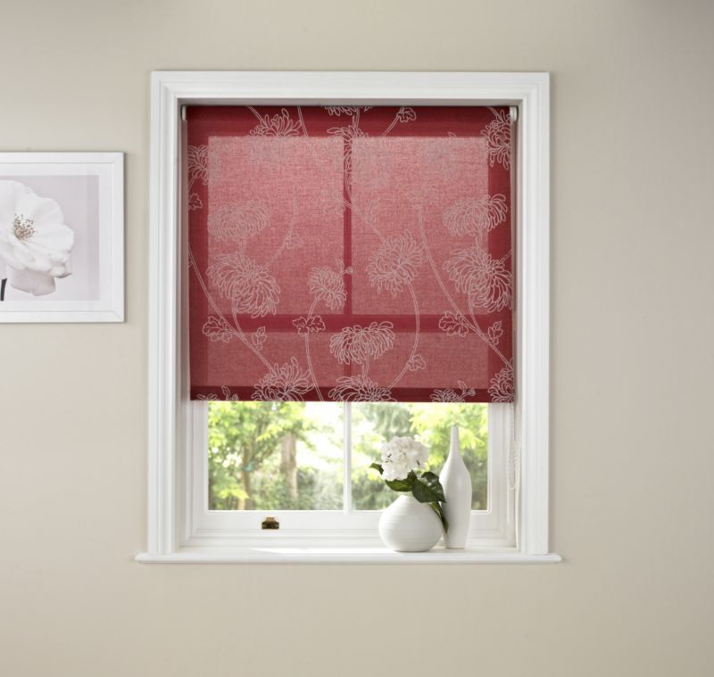 by BandQ Crysanthemum Roller Blind Red