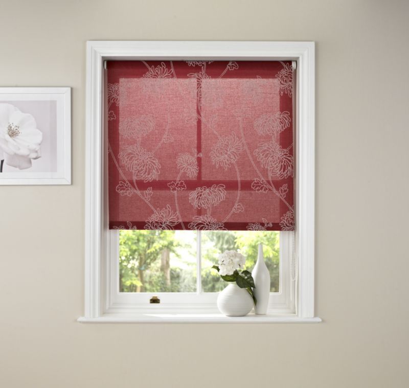 Colours by B&Q Crysanthemum Roller Blind Red (W)90 x (H)160cm