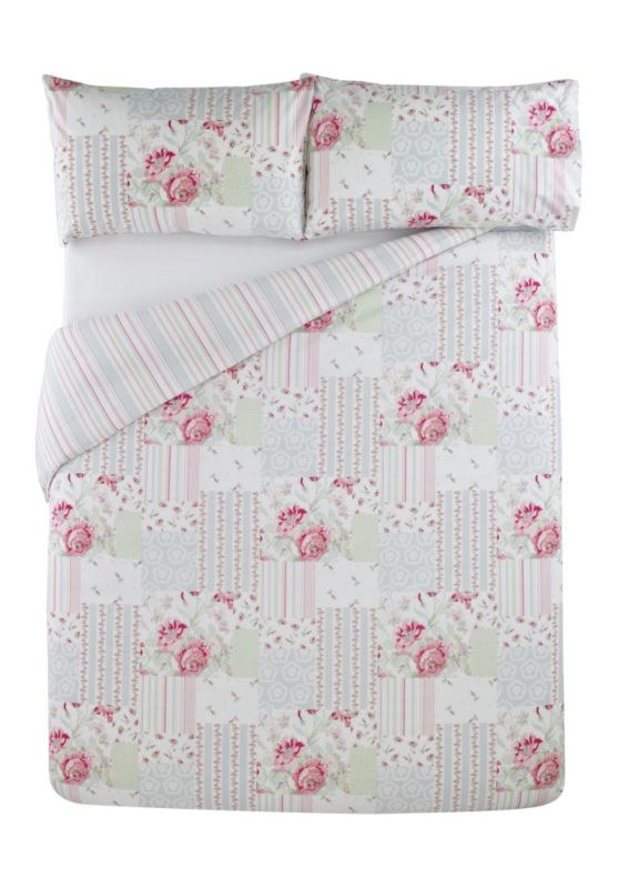 Colours by BampQ Vintage Floral Duvet Set Double Duck Egg
