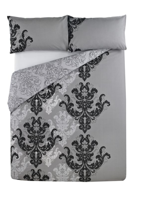 Colours by BampQ Grand Damask Duvet Set King GreyBlack