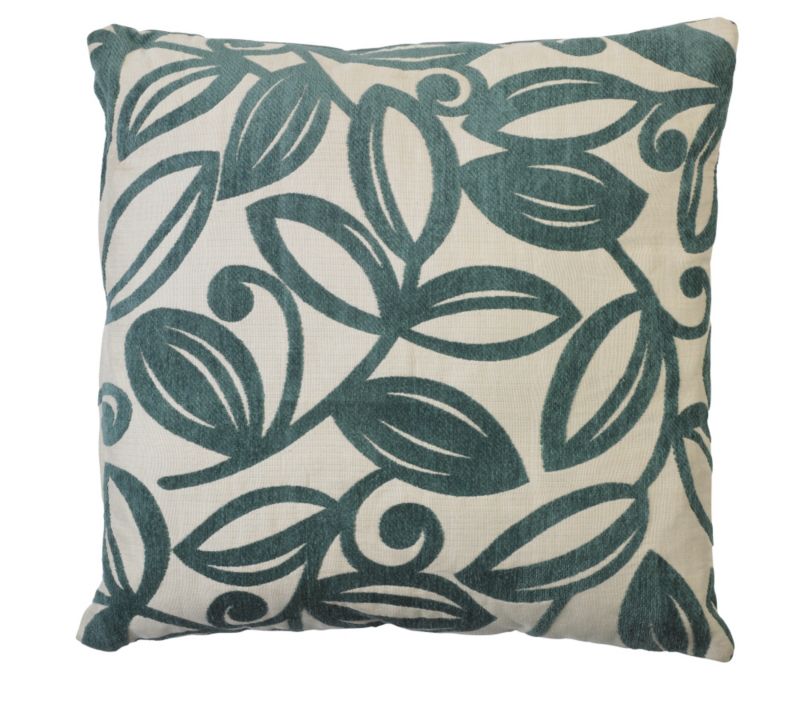 Colours by B&Q Leaf Jacquard Cushion Teal (W)43 x (H)43cm