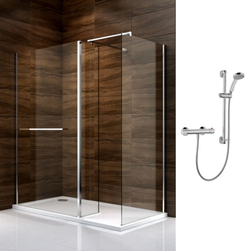 Cooke & Lewis Cascata Walk In Enclosure with Mira Atom Shower L/H