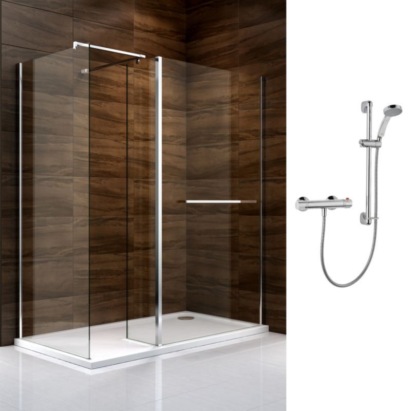 Cooke & Lewis Cascata Walk In Enclosure with Mira Atom Shower R/H