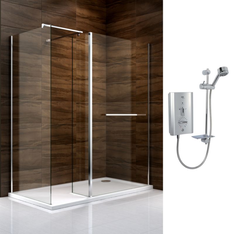 Cooke & Lewis Cascata Walk In Enclosure with Mira Escape Shower R/H