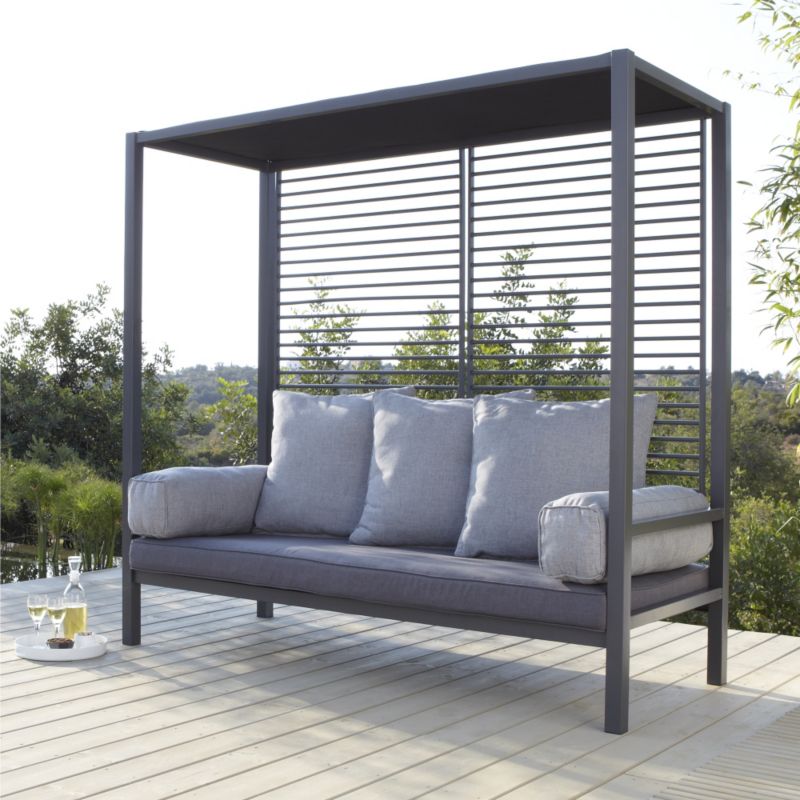 Alternative image for Blooma Wake Black Metal Garden Daybed, with grey cushions