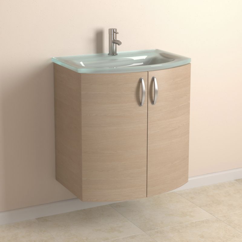 Cooke amp Lewis Vanity Cabinet With Glass Basin amp Curved Doors
