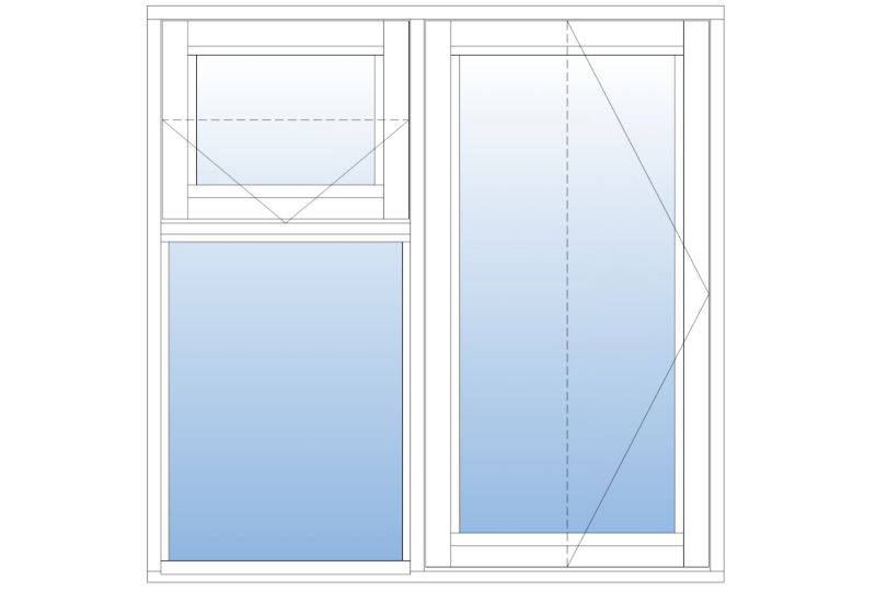 Triple Glazed Timber Window White RH Opening With Canopy W1195 X H1345 X D115mm