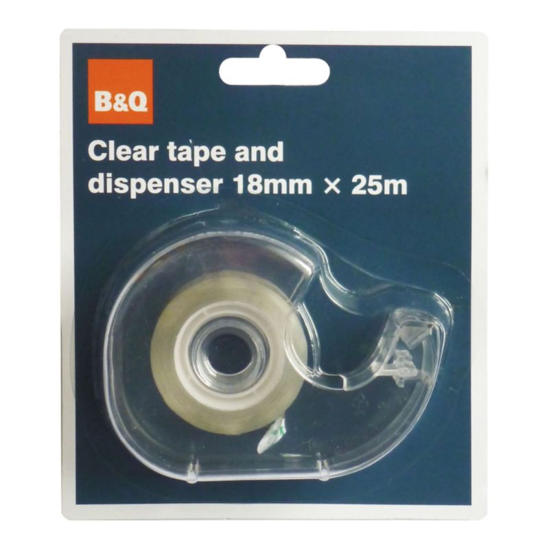 B&Q Small Clear Tape With Dispenser 25m