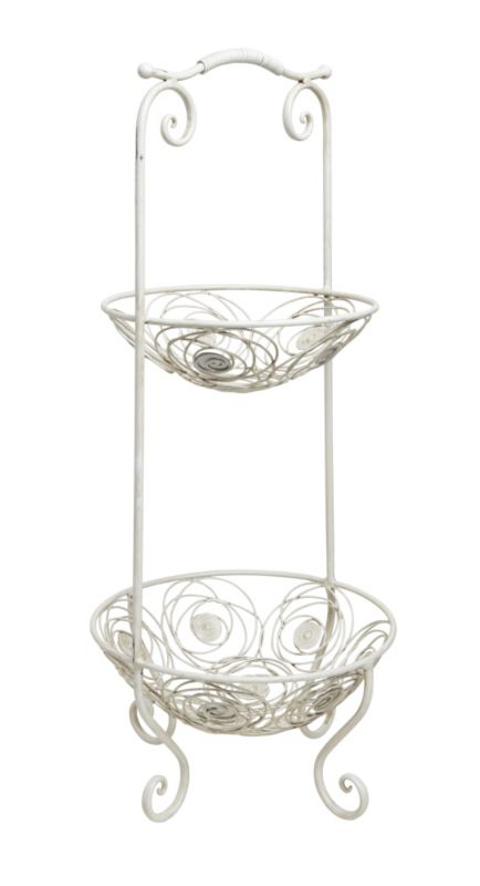 Decorative 2 Tier Pot Stand White Wash