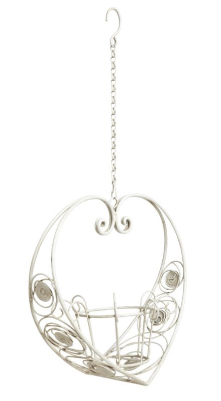 Decorative Small Heart Planter White Wash