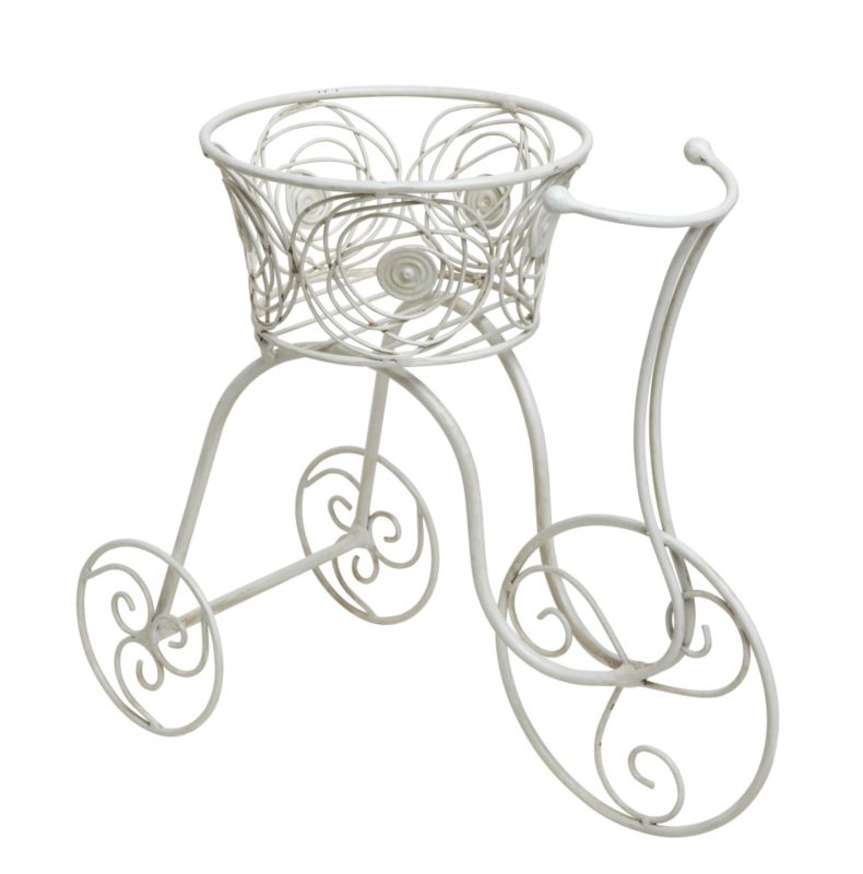 Decorative Bicycle Planter White Wash
