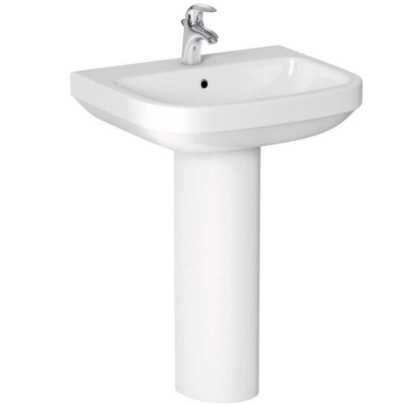 Cooke and Lewis Romeo 39D39 Shaped Pedestal 1 Tap Hole Basin 550 and Full Pedestal