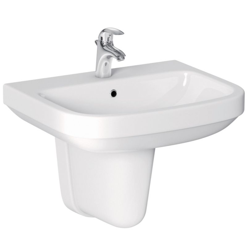 Cooke and Lewis Romeo 39D39 Shaped Pedestal 1 Tap Hole Basin Semi Pedestal