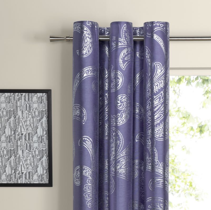 Colours Metallic Print Curtains in Wisteria (L)137 x