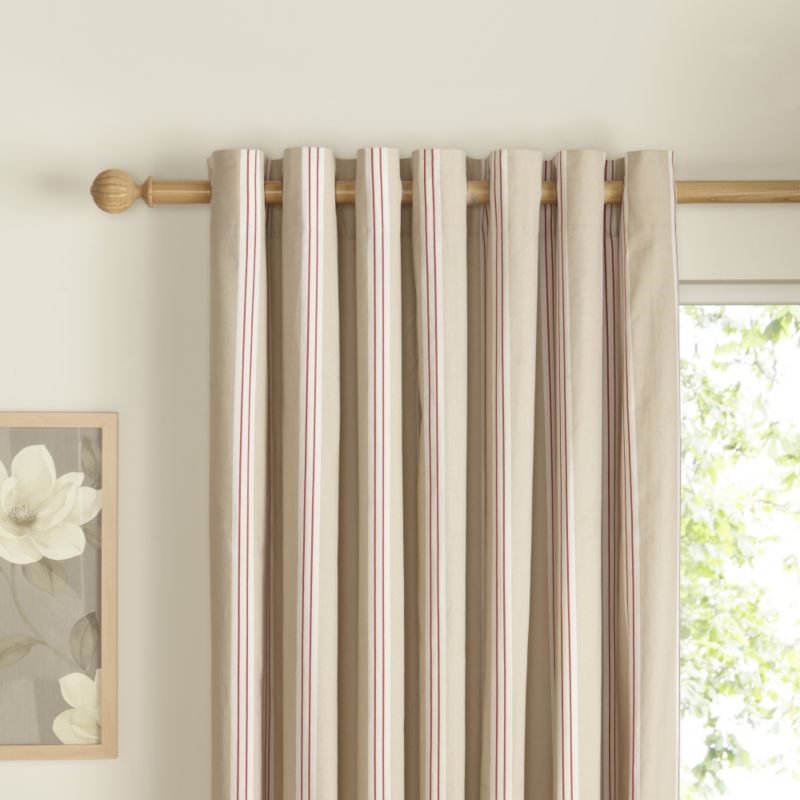 Eyelet Stripe Curtains in Seine and Red (L)137 x