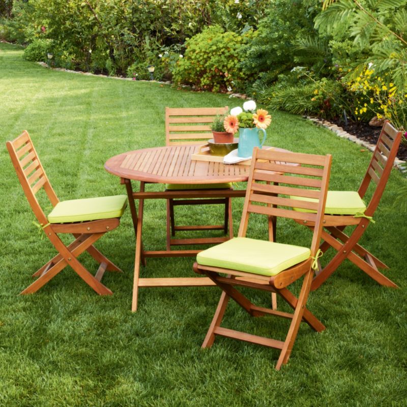 Aland 4 Seat Dining Set with Green Cushions