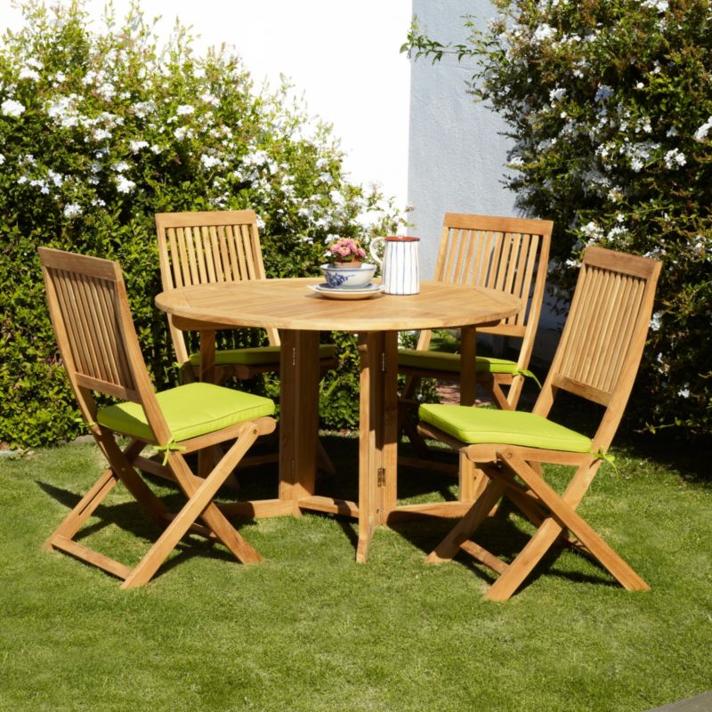 Roscana 4 Seat Dining Set with Green Cushions