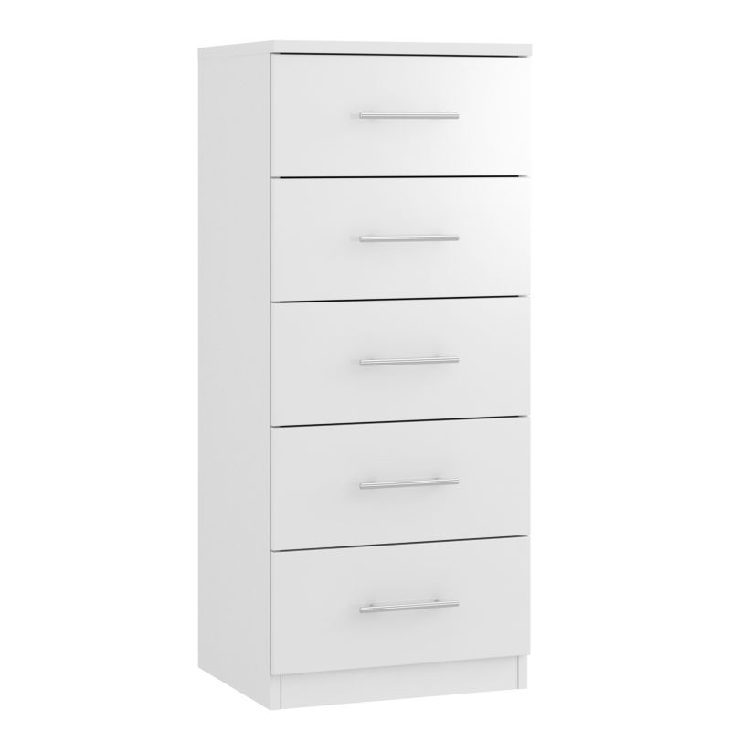 Darwin Gloss White 5 Drawer Chest