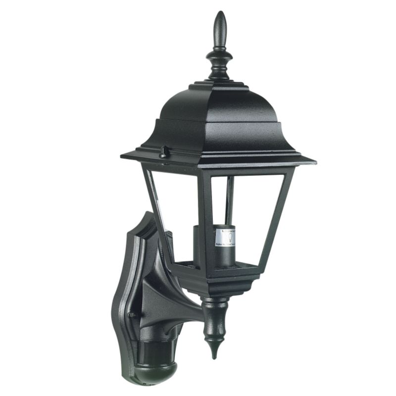 Polperro Outdoor Wall Light with PIR in Black