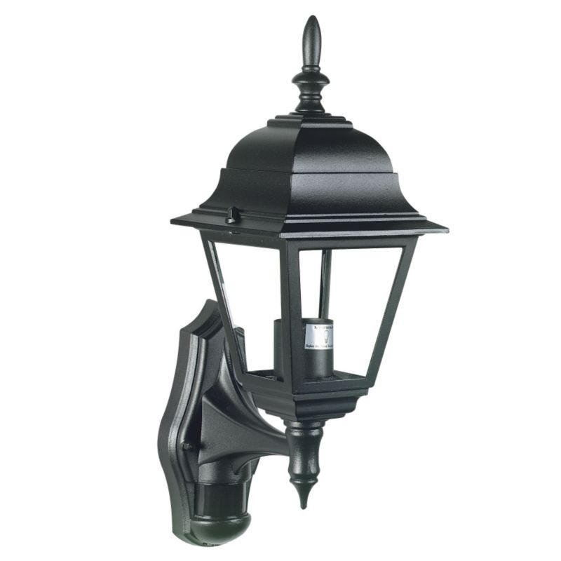 B&Q Polperro Outdoor Wall Light with PIR in Black