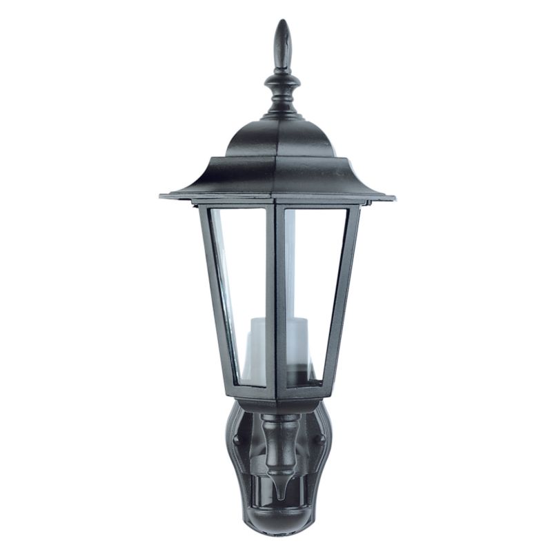 BandQ Truro 6 Sided Lantern With PIR Black
