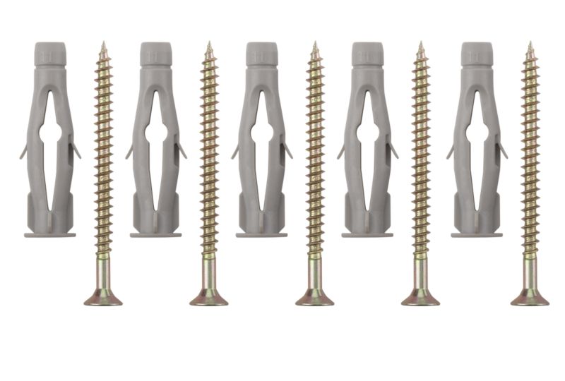 BandQ Multi Purpose Plugs and Screws Grey W10 x L60mm 50 Pack