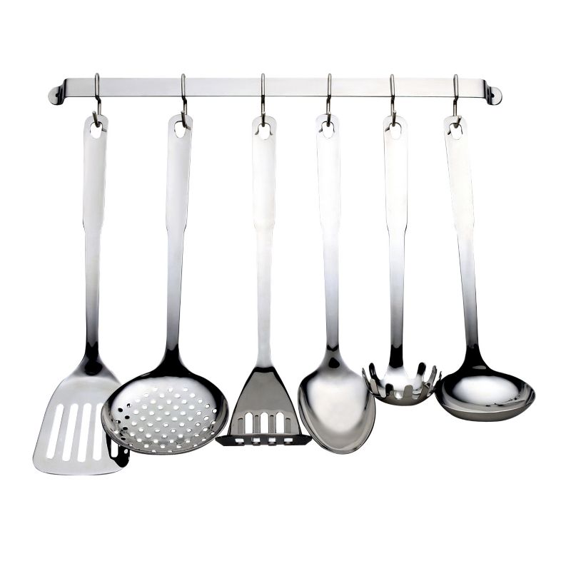 it Kitchens Utensil Set With Hanging Bar Polished Stainless Steel