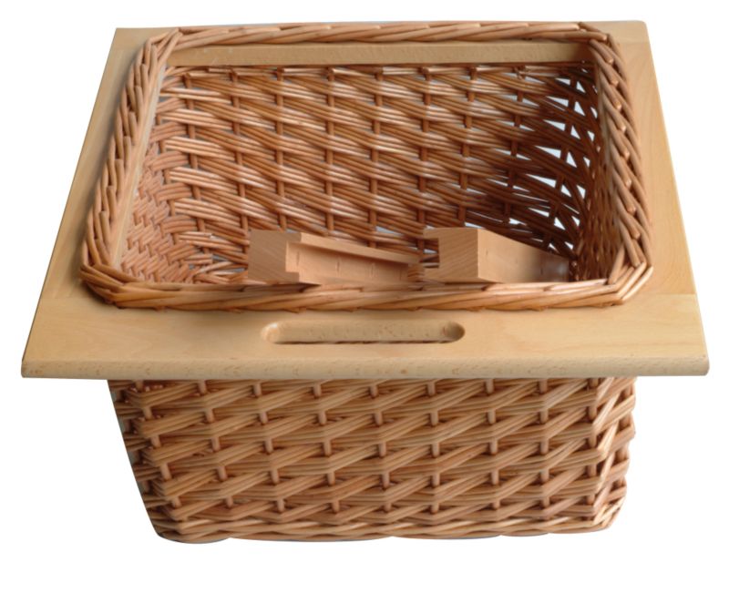 IT Kitchens Pull Out Wicker Basket Drawer Beech Effect