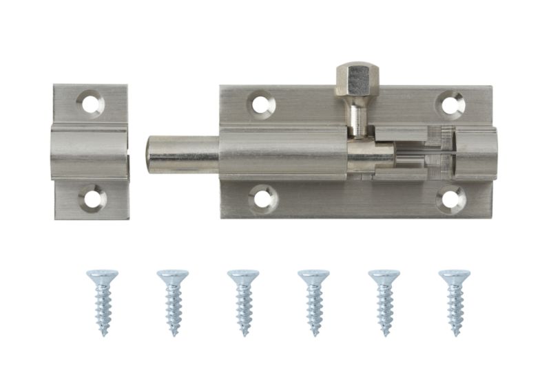 B&Q Barrel Bolt Satin Nickel