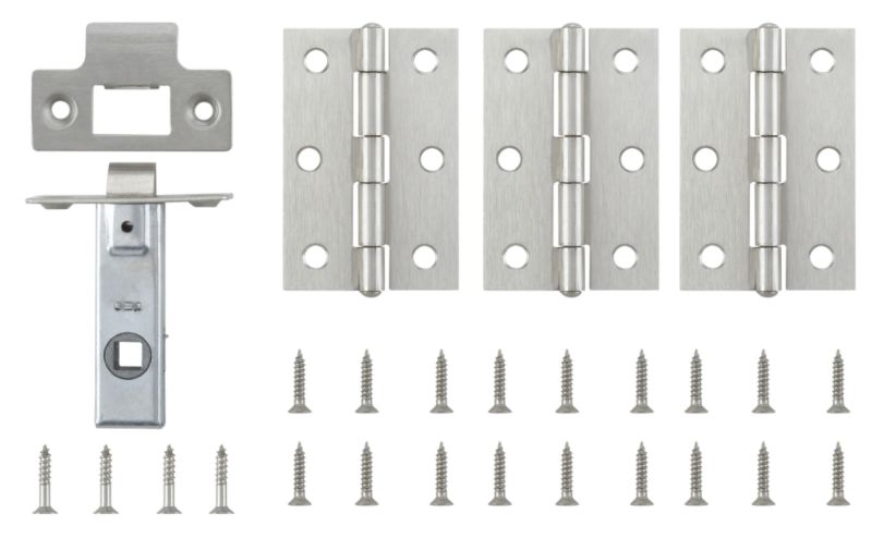 BampQ Interior Door Pack Satin Nickel Plated 64mm amp 3 Hinges 75mm